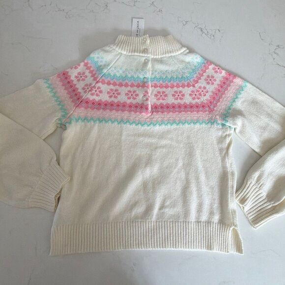 Janie and Jack The Flower Fair Isle Sweater Cream & Sugar Fair Isle Size 10 - Picture 8 of 10